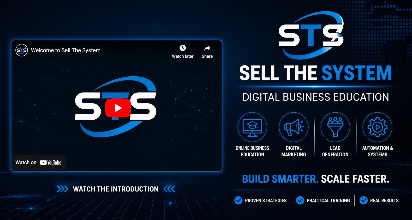 Sell The System digital business education hero with video introduction